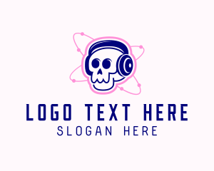 Broadcast - Skull Headphones Broadcaster logo design