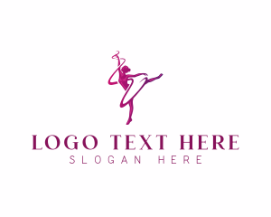 Ballerina - Woman Dance Ribbon logo design