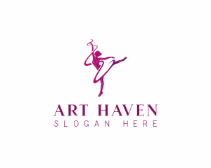 Woman Dance Ribbon logo design