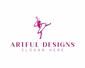 Woman Dance Ribbon logo design