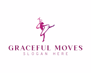 Woman Dance Ribbon logo design