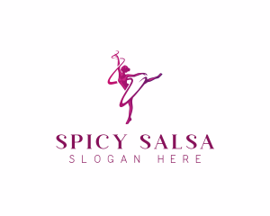 Salsa - Woman Dance Ribbon logo design