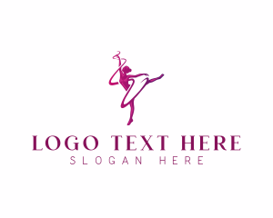 Gymnastic - Woman Dance Ribbon logo design