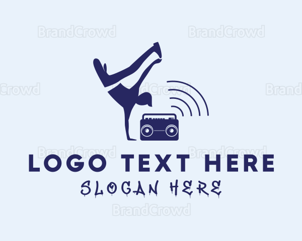 Hip Hop Dancer Boombox Logo