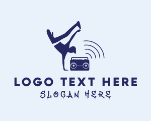 Music - Hip Hop Dancer Boombox logo design