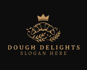Dough - Wheat Crown Croissant logo design