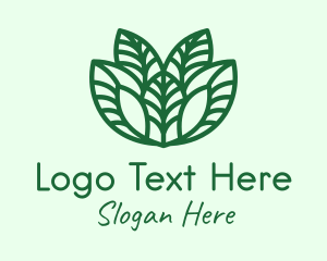 Monoline - Green Minimalist Leaves logo design