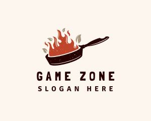 Hot - Hot Fire Frying Pan logo design