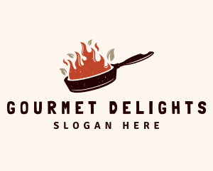 Hot Fire Frying Pan logo design