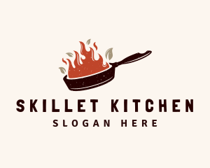 Skillet - Hot Fire Frying Pan logo design