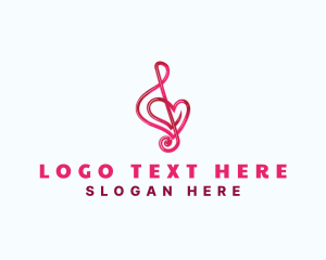 Love Song - Music Heart Clef logo design