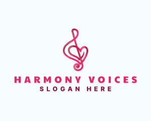 Choir - Music Heart Clef logo design