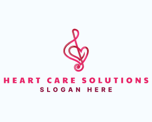 Music Heart Clef logo design