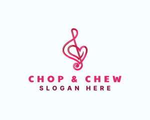 Sweet - Music Heart Clef logo design