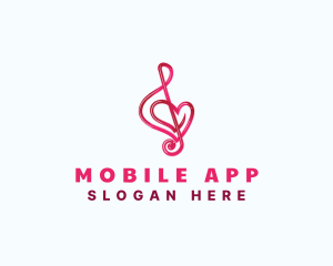 Singer - Music Heart Clef logo design