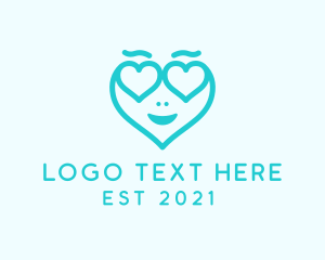 Dating - Blue Heart Head logo design