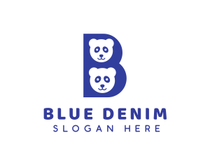 Blue B Panda  logo design