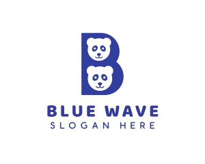 Blue B Panda  logo design