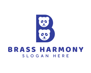 Blue B Panda  logo design