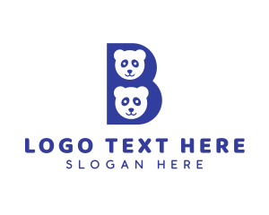 Blue Bear - Blue B Panda logo design