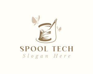 Spool - Sewing Needle Butterfly logo design