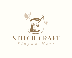 Sewing Needle Butterfly logo design