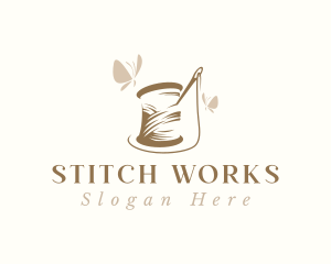 Sewing Needle Butterfly logo design