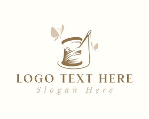 Fashion - Sewing Needle Butterfly logo design