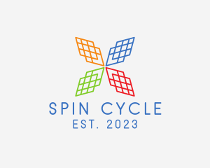 Spinning - Modern Grid Wind Turbine logo design