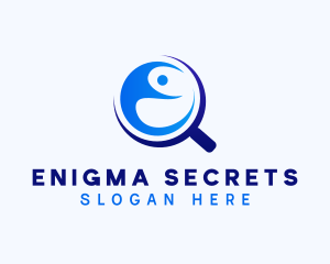 Magnifying Glass Yoga Letter E logo design