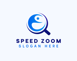 Zoom - Magnifying Glass Yoga Letter E logo design