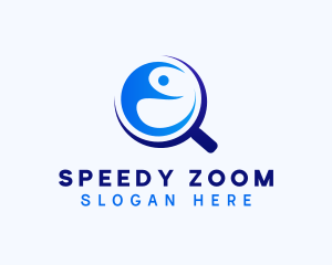Zoom - Magnifying Glass Yoga Letter E logo design