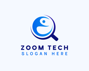 Zoom - Magnifying Glass Yoga Letter E logo design