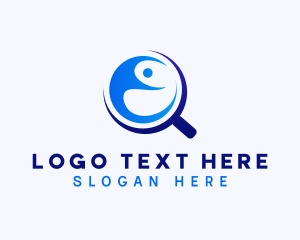 Website - Magnifying Glass Yoga Letter E logo design