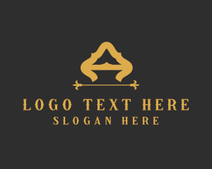 Hair Stylist - Gold Elegant Letter A logo design