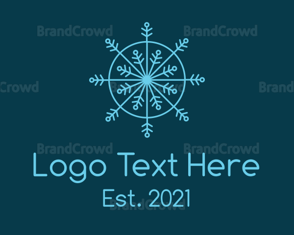 Line Art Blue Snowflake Logo