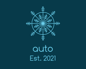 Cold - Line Art Blue Snowflake logo design
