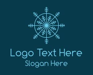 Line Art Blue Snowflake Logo