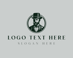 Suit - Gentleman Beard Hat logo design