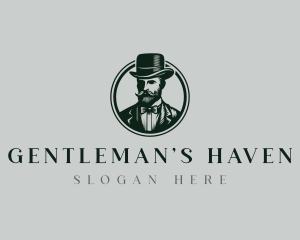 Gentleman Beard Hat logo design