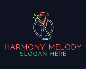 Hymn - Neon Music Microphone logo design