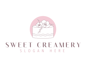 Floral Cake Dessert logo design