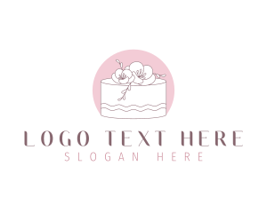 Red Velvet - Floral Cake Dessert logo design