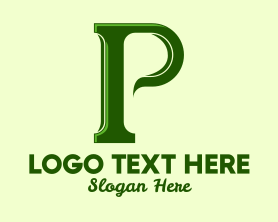 Serif - Green Company Letter P logo design