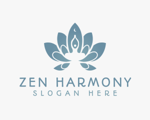 Buddhism - Blue Lotus Moon Meditation logo design