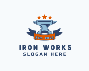 Iron - Star Anvil Banner logo design