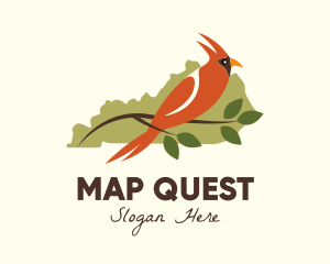 Cardinal Bird Kentucky Map logo design