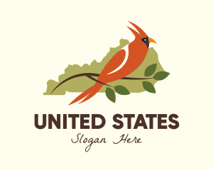 Cardinal Bird Kentucky Map logo design