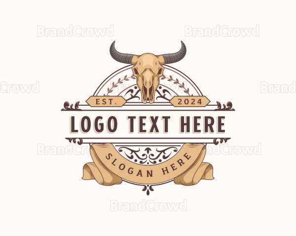 Bull Skull Horn Logo