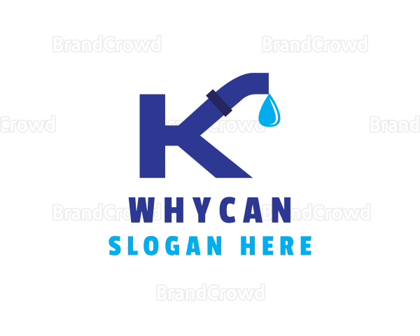 Plumbing Water Pipe Letter K Logo